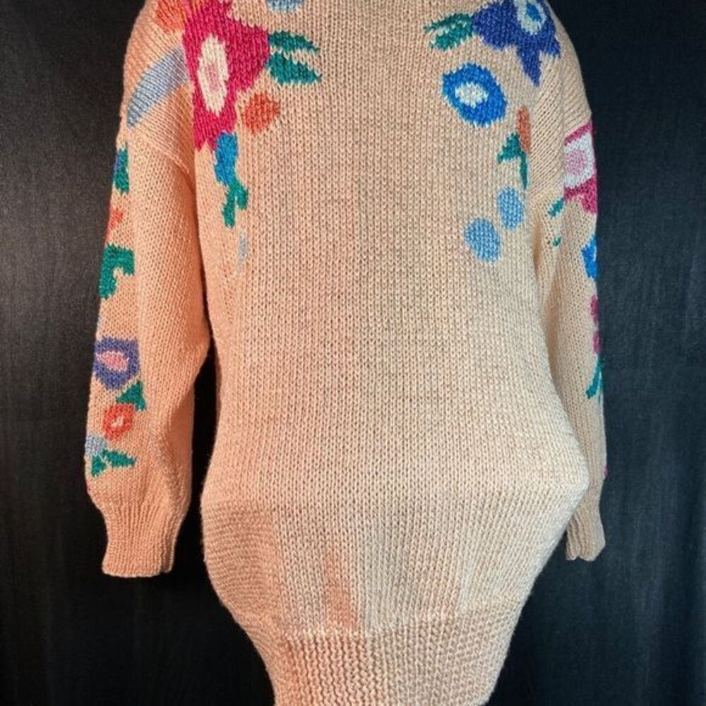Vintage 80’s sparkly face mask ugly Goldberg Sweater size M dolman sleeves E136 - Picture 4 of 6